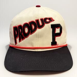 Portland Gear Mens Cream Black“Produce” Rope Adjustable SnapBack Hat NWOT New